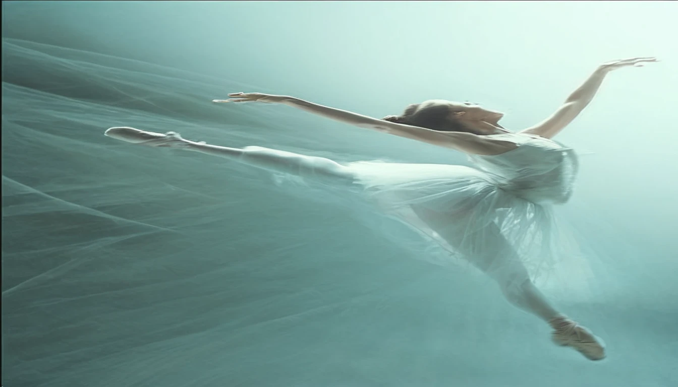 A surrealistic image of a ballerina dancing