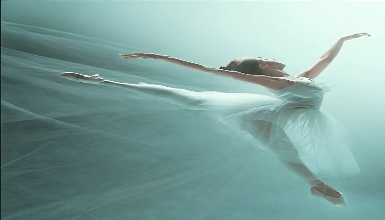A surrealistic image of a ballerina dancing
