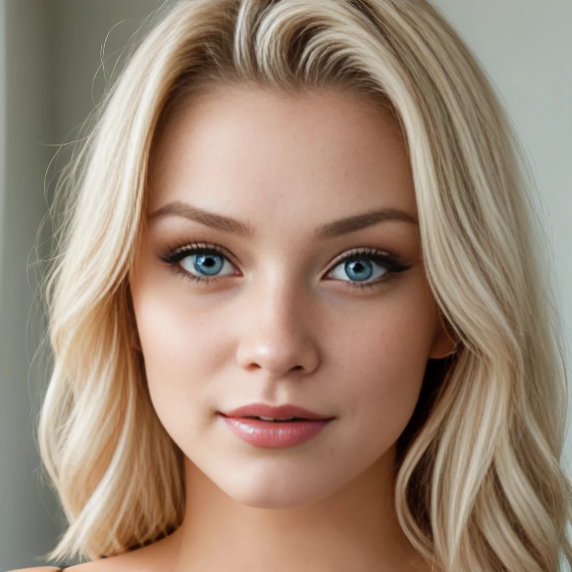 blonde woman with blue eyes, 22 years old 