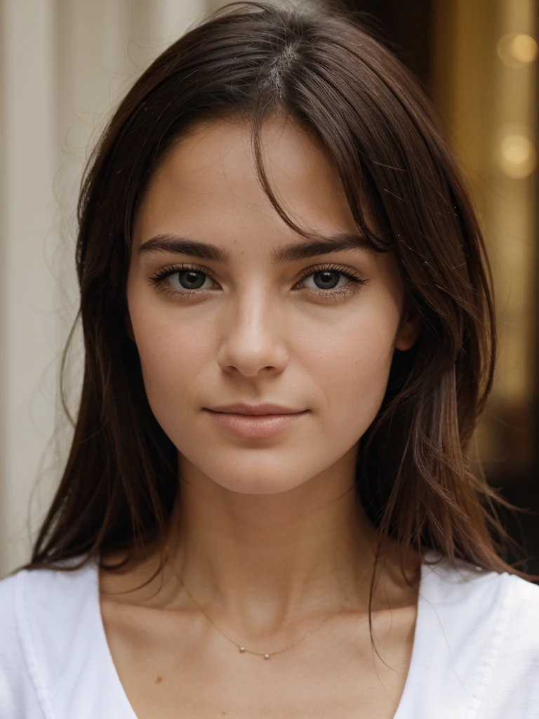 Portrait très détaillé d'une très belle fille portant un haut court à manches longues et épaules dénudées de couleur rouge avec un jean, assis dans une cabine de première classe très luxueuse dans un vol privé, très beau visage délicat avec un maquillage parfait, lèvres rouges, Décolleté exposé, silhouette de sablier parfaite, peau ultraréaliste, Longs cheveux bruns, assis dans une cabine de première classe très luxueuse dans un vol privé la nuit, souriant au spectateur