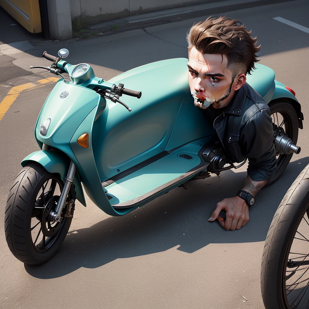 Scooter mechanic,customer,use wrench hit his head