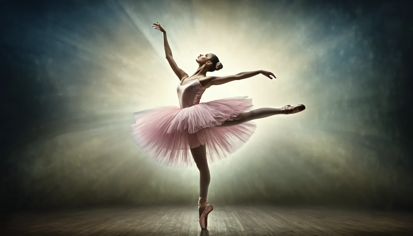 A surrealistic image of a ballerina dancing
