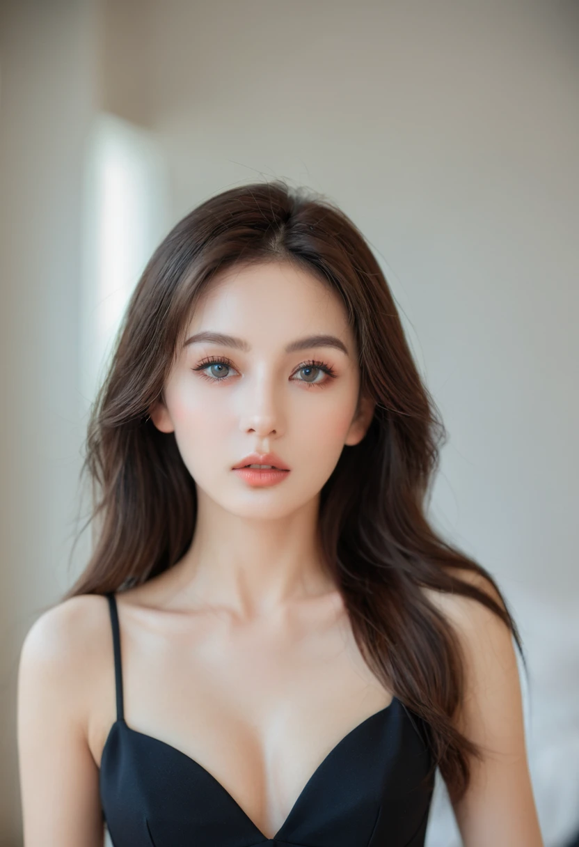 (Clear focus:1.2), photo, Attractive young woman, (Pretty Face:1.1), Delicate eyes, Sweet lips, (Smoky Eyes:0.85), (Medium breasts:1.0), (Athlete&#39;s physique:1.2), (curls:1.2), Wear (very long dress:1.2) exist (Cliff Edge:1.2). (Mood lighting:1.2), Depth of Field, Bokeh, 4K, Human Development Report. go through (James C.. Christensen:1.2|Jeremy Lipkin:1.1).