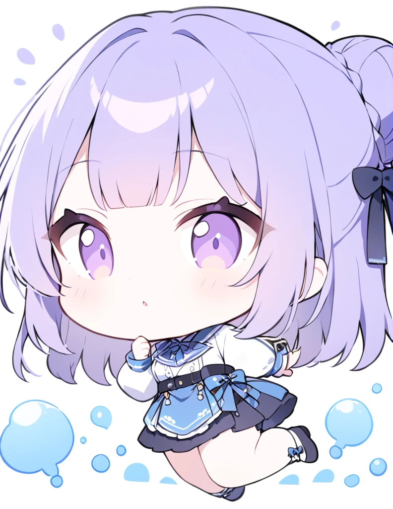Very detailed、Very absurd、超High resolution, Attention to detail, high quality, High resolution, 最high quality, 4K, 8K,Clear drawing,deep violet hair color,hair bun,blunt bangs,jamping,chibi,cute girl
,chibi,chibi character