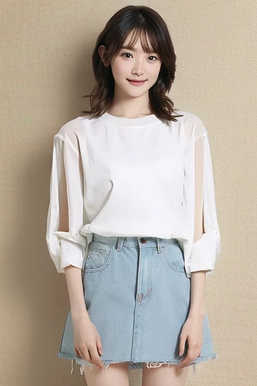 Highest quality、masterpiece、High sensitivity、High resolution、Detailed Description、Slender women、Slim Body、Casual clothes、Jump、smile