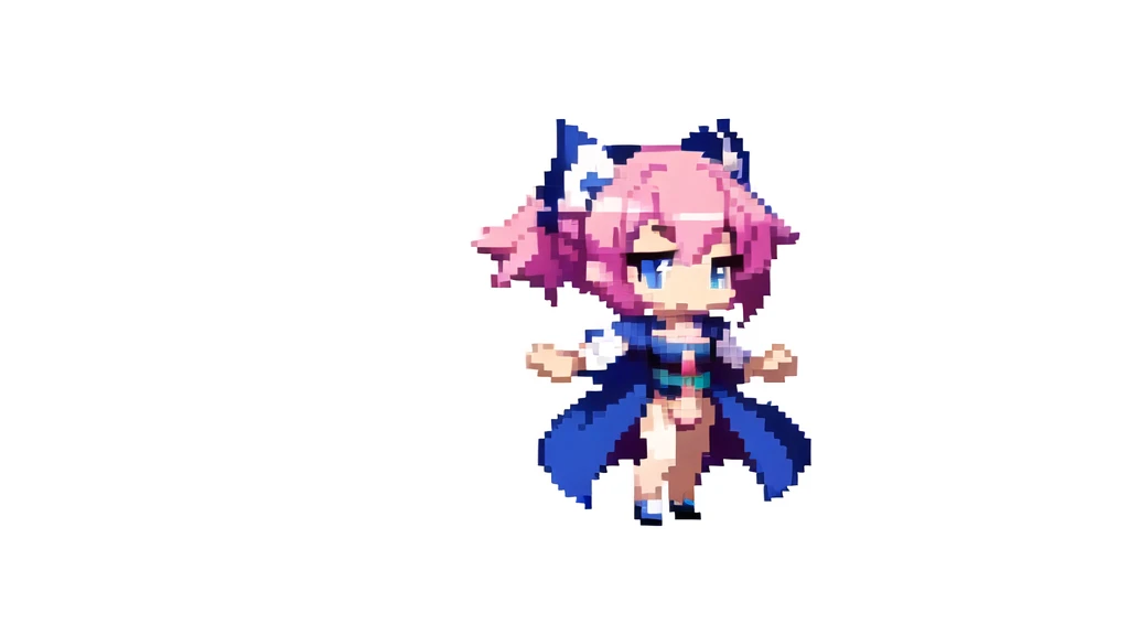 masterpiece , best quality , pixel , pixel art , xiangsu , xiang su , nsfw , 1 girl , fantasy clothes , full body , white background , heroine , deformed , sexy , chibi , Highly Exposed , angel , pink clothes , pink hair ,
