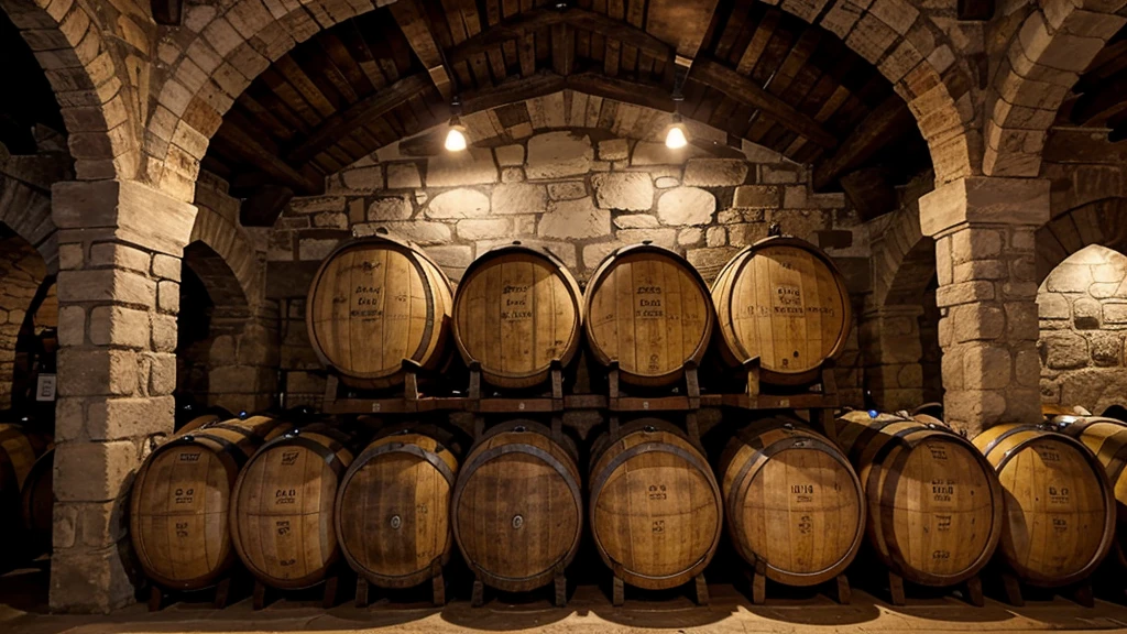 Wine barrels in wine-vaults in order