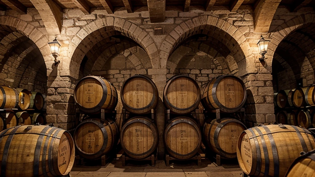 Wine barrels in wine-vaults in order