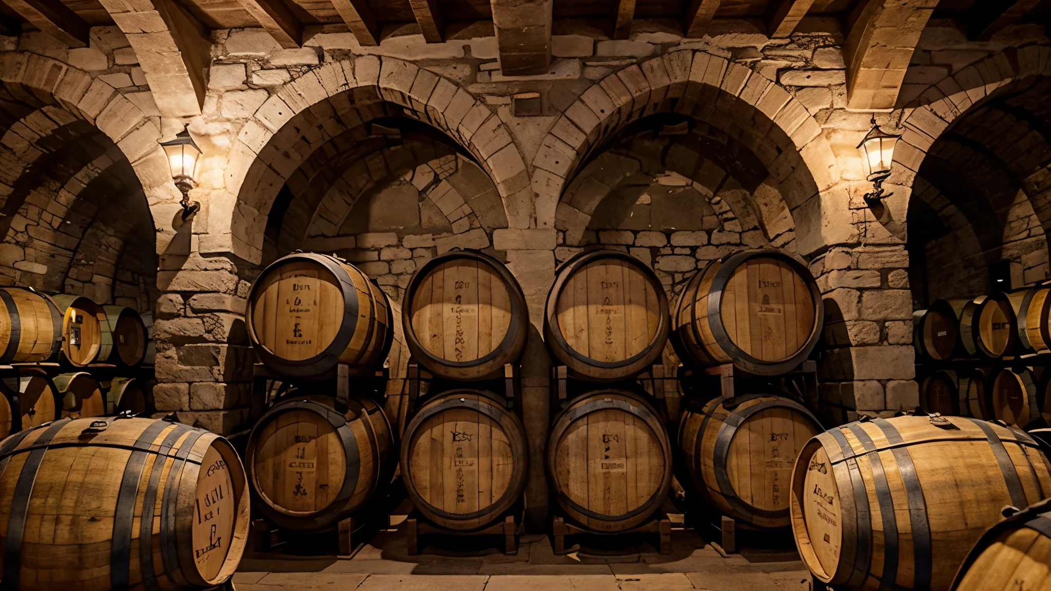 Wine barrels in wine-vaults in order