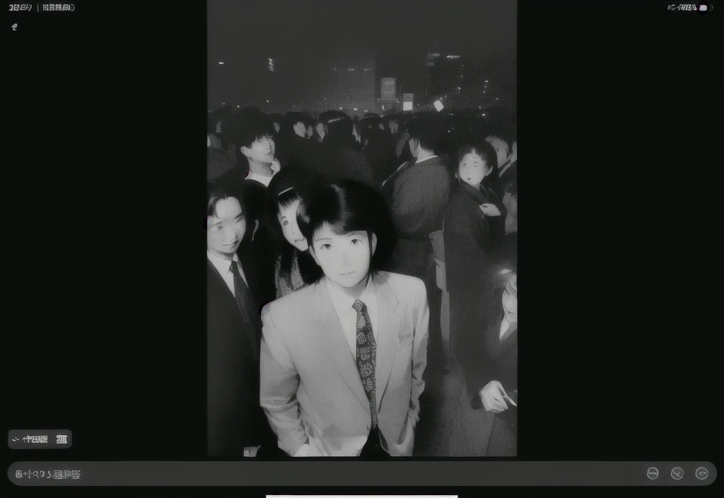 Many people gathered in the crowd , 80's japanese photo, Born in Tokyo in 19, Vintage footage of the streets of Tokyo, ((Magic Orchestra)), in front of a large crowd, Nobuyoshi Araki, Photos from the 80s, Japan in the 90s, Black and white photo