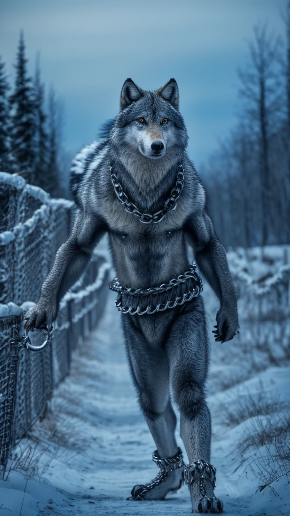 fenrir wolf with chains
