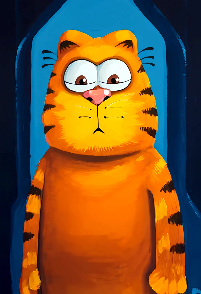 no humans, Garfield, solo, brown eyes, orange fur, cat ears, skibidi gyat ohio sigma rizz