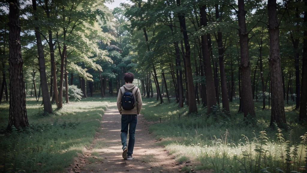 anime scene of a man with headphones in a forest, makoto shinkai art style, makoto shinkai style, style of makoto shinkai, makoto shinkai!, anime lush john 8k woods, in style of makoto shinkai, makoto shinkai!!, makoto shinkai. —h 2160