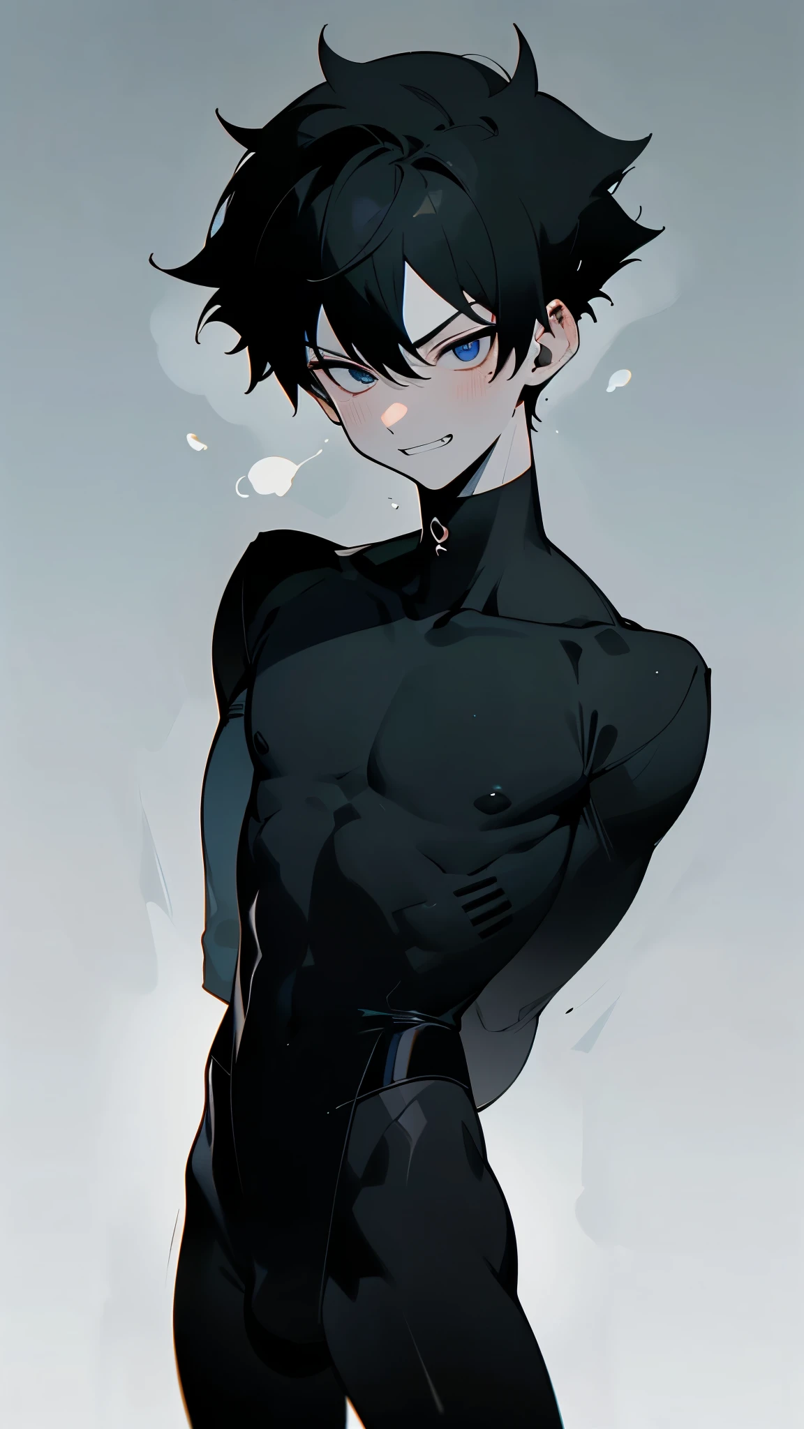 {{{Artist:finch_(blanc1771)}}},artist:beiremian:1.3,artist:damyu:1.3,a mucless boy with large_penis and erect under clothes,,Flat color,strong sense of wrapping,a boy wears smooth without wrinkles and tight-fitting black unitard,the boy puts arms behind back and stand an attention,Bulge,(((masterpiece))), ((((((best quality)))))),slim:1.3,(rubber:1.2),silky clothes:1.5,no muscle:1.3, protruding crotch, slender, balanced composition,((expressive lines:1.3)), minimalistic beauty,((artist:Ebitendon:1.4)),(anime boy:1.3),wholesome,minimalistic,((anime style:1.4)), megaman,
,(tied to bed),white background:1.2,(black sweat:1.3),wet,venom,((twink:1.4)),expressive eyes, perfect face, ((finedetail)),(cinematic lighting),((ultra detailed)),((8k_wallpaper)),(((highres))),((beautiful detailed eyes)),(short hair),((male:1.6)),(((male face:1.2))), The image depicts a young boy,
(((((male focus))))) ,1boy,boy,clear shape,((Asian boy)),(depth_of_field),((soft and clear lines)),grim, (evil grin:1.4),solo,(arms behind back:1.2),(black eye bags),solo,(black),horny, corruption,corrupted,villain, Dark, Sinister, Malevolent, Cruel, Ruthless, Vicious, Deceptive, Treacherous,Merciless, Sadistic, Malicious, Nefarious,Wicked, Insidious, Bags under eyes,((extremely dark:1.2)),((male body:1.3)),(muscleless:1.2),jock,heavy breathing,caelus,midoriya izuku,dark hair,dark eyes,(blank eyes), manhwa uke,