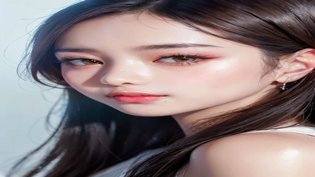 (8K, raw photo, realistic:1.25) ,( lip gloss, eyelashes, glowing face, glowing skin, highest quality, super fast, depth of field, chromatic aberration, fireship, wide lighting, natural shading,kpop idol) She looks at the viewer with a calm, goddess-like happy expression... She is playing harp.