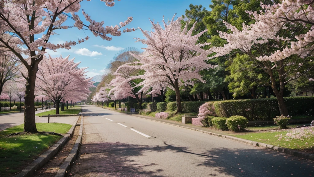 Travel in nature concept with pink cherry blossom tree and clear sky in springtime season