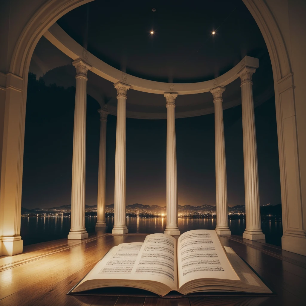 Image Description:

The background of the image should be a serene setting, like a gentle sunset over a mountain landscape or a peaceful lake at dusk.
En el centro de la imagen, an open book, representing the book of Psalms, with pages slightly turned by the wind.
Ao redor do livro, there will be musical notes delicately floating, symbolizing music and praises.
Em primeiro plano, a golden harp, a traditional symbol of worship in gospel music, adding a touch of reverence and tradition.
in the bottom right corner, the channel logo, with the name "Praises Psalms", in an elegant, readable font.
visual style:

Soft, warm colors, like shades of orange, soft gold and blue, to convey a welcoming and spiritual atmosphere.
Soft lighting to emphasize the serene and contemplative aspect of the image.
General Sentiment:

The image should inspire inner peace and a deep connection with spirituality, reflecting the content of the channel dedicated to praises that echo the sentiments expressed in the Psalms.