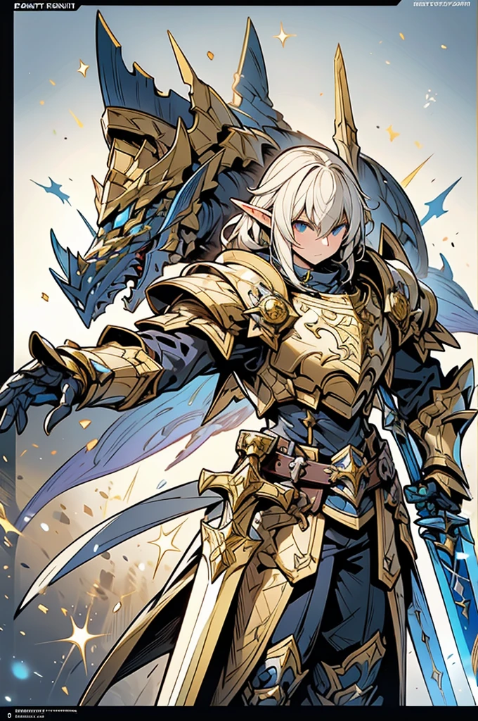 a close up of a person with a sword and a shield, concept art by senior character artist, pixiv, fantasy art, a human male paladin, with large sword, from pathfinder, male paladin, cleric, elf knight, with leviathan axe, gold paladin, final fantasy tactics character, fantasy knight, fantasy paladin, brandishing halberd