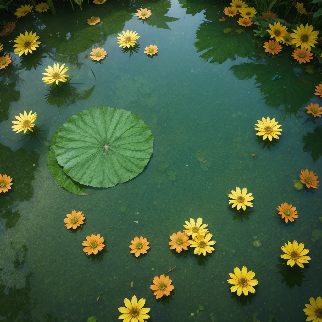 Background agua con hojas florando
