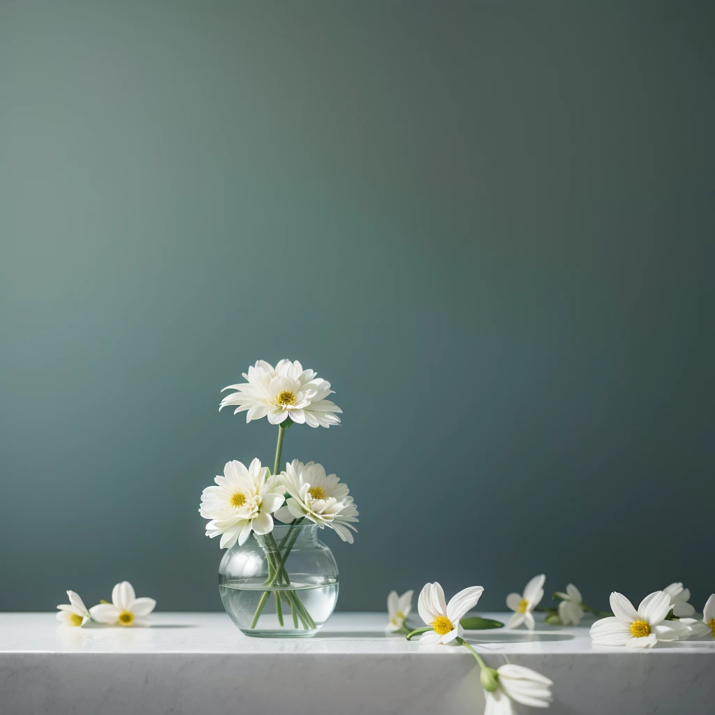 Minimalist background composition with elegant flowers
