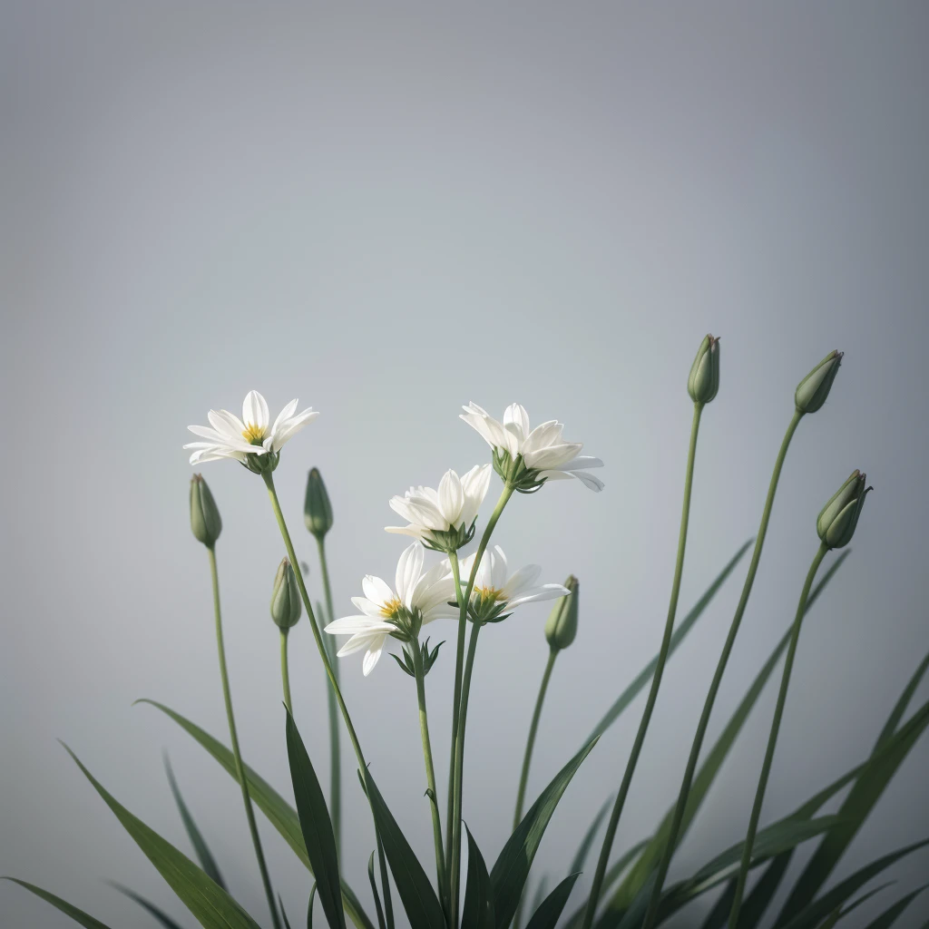 Minimalist background composition with elegant flowers
