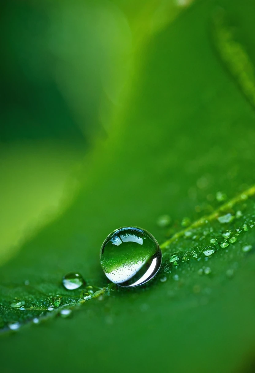 Macro shot of a waterdrop on a leaf,  Canon EF 100mm f/2.8L Macro IS USM high quality photography, HDRI.