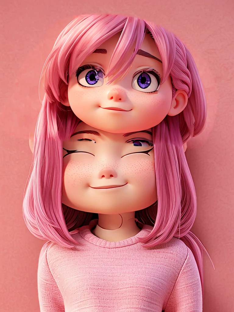3D eyes, on top of the girl's head, highly detailed cute glasses.