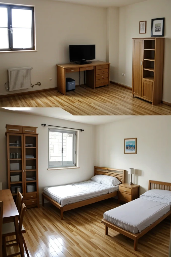 Room measuring 10 meters by 10 meters with furniture and everything organized 