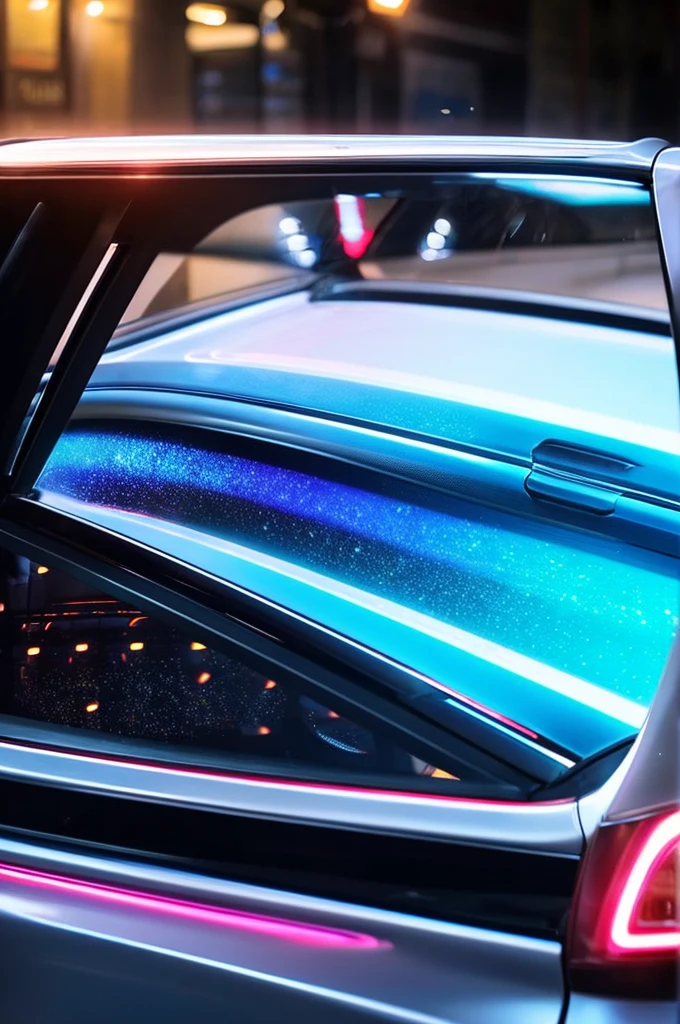 Draw one car as if it came to us from the distant future, the body shimmers and shimmers, like liquid glass, and all kinds of sensors and screens cover it on the outside, creating a feeling, that she's alive.its wheels are anti-gravity platforms, thanks to which she can float above the ground.