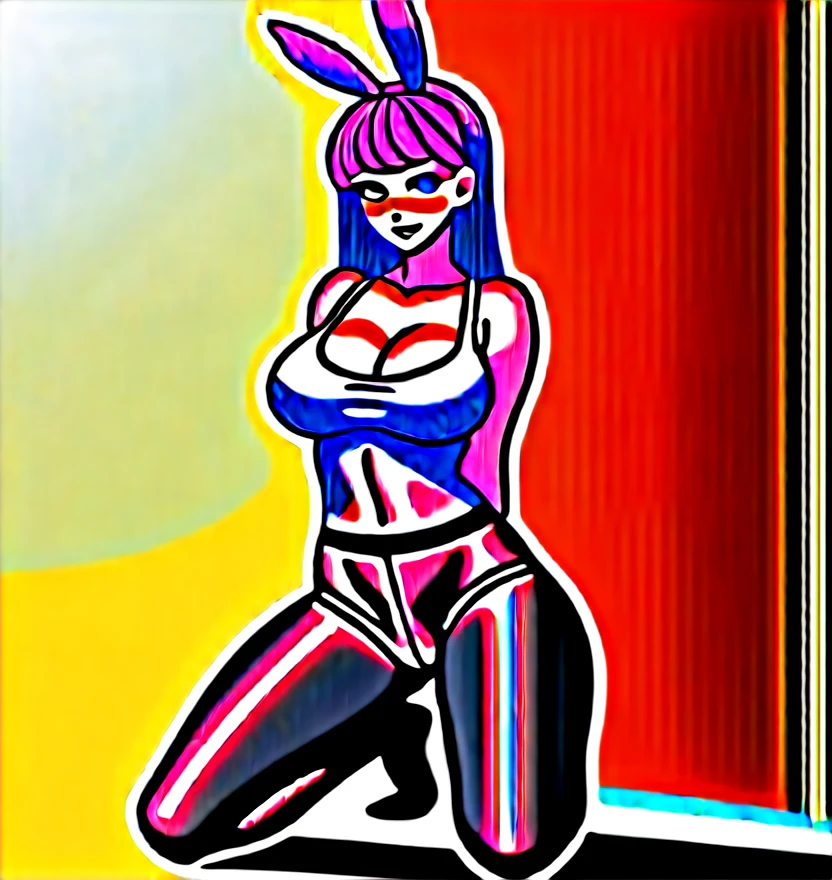 korean beautifull girl,18 years old,Pretty Face,Good shape,detailed picture, Shy expression, blush,White long hair, Wear a bunny girl outfit,Wear black pantyhose, Wearing black boxing gloves, Kneeling in a sexy pose on the boxing ring,Large Breasts,Cleavage,Long legs,Thin waist,nipple,Camel toe