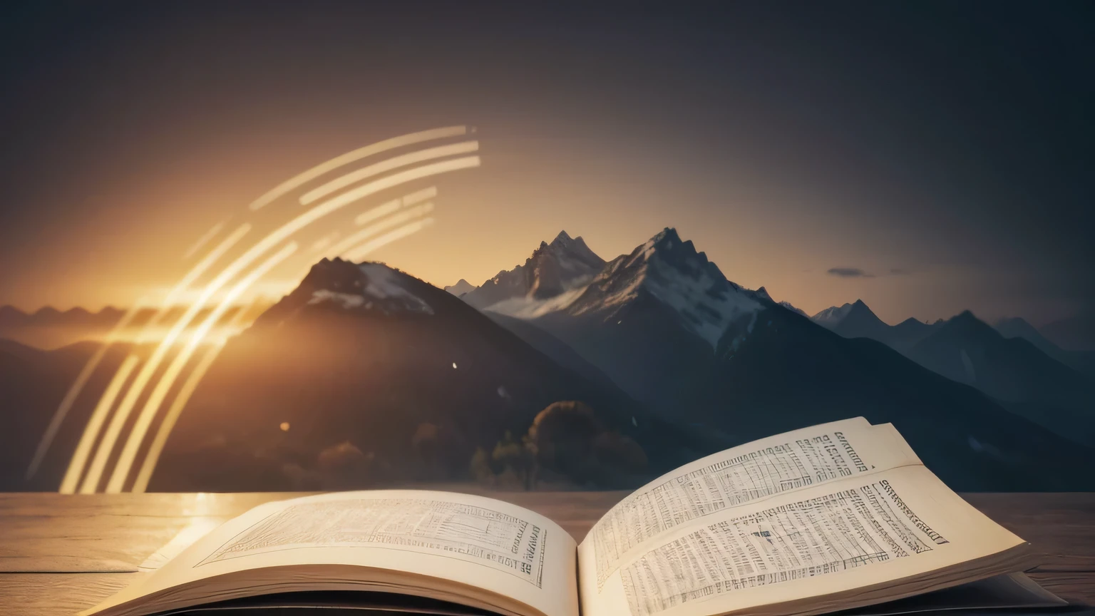 Image Description:

The background of the image should be a serene setting, like a gentle sunset over a mountain landscape or a peaceful lake at dusk.
En el centro de la imagen, an open book, representing the book of Psalms, with pages slightly turned by the wind.
Ao redor do livro, there will be musical notes delicately floating, symbolizing music and praises.
Em primeiro plano, a golden harp, a traditional symbol of worship in gospel music, adding a touch of reverence and tradition.
in the bottom right corner, the channel logo, with the name "Praises Psalms", in an elegant, readable font.
visual style:

Soft, warm colors, like shades of orange, soft gold and blue, to convey a welcoming and spiritual atmosphere.
Soft lighting to emphasize the serene and contemplative aspect of the image.
General Sentiment:

The image should inspire inner peace and a deep connection with spirituality, reflecting the content of the channel dedicated to praises that echo the sentiments expressed in the Psalms. with a resolution of 2048x1152