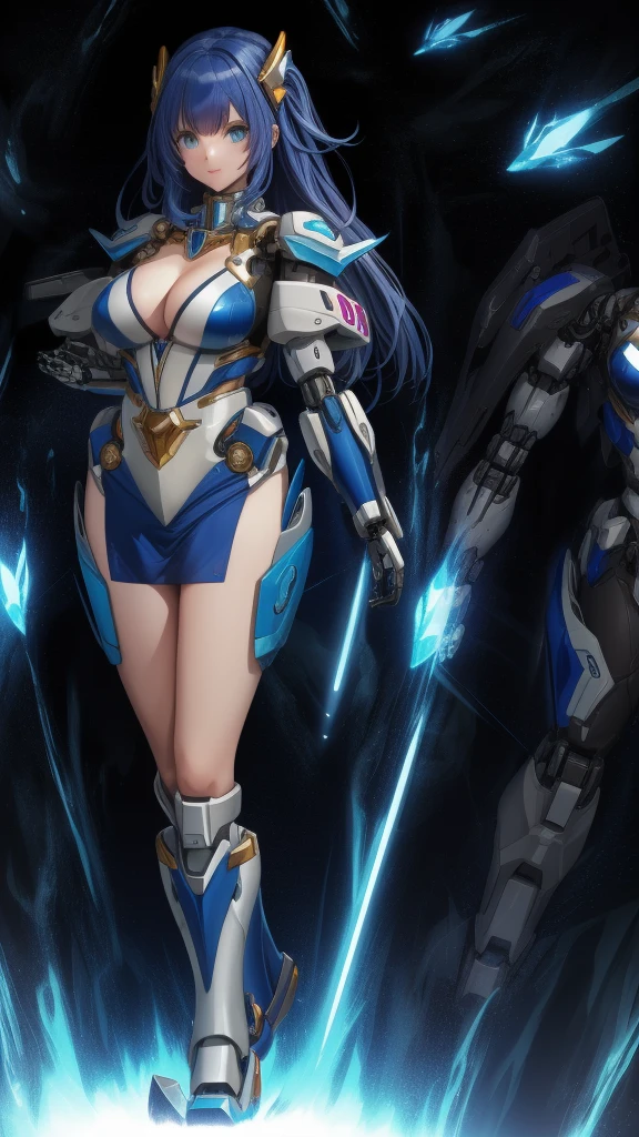 different views of a female character (((mecha legs and arms))) e girl  full body 