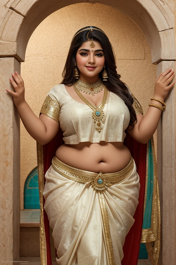 1 Heavenly beautiful and goddess beauty cute and sweet looking face Arabian woman in Marble Caves in Chile, Heavenly beautiful Overweight, Heavenly beautiful Extremely fat, Heavenly beautiful and attractive Chubby figure , Heavenly beautiful looking and eye catching luxury style traditional Indian saree , reaching out, Heavenly beautiful Arabian woman, 16k, High resolution, masterpiece, highest quality, fine skin, outside view, Realistic Photograph, close up figure view, Heavenly beautiful smile face