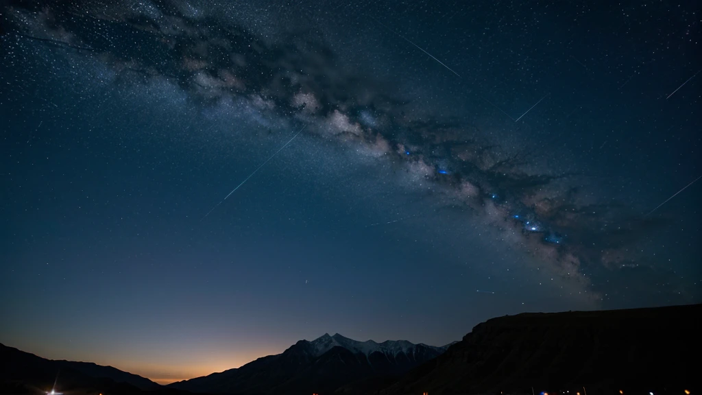 Shooting star on a night sky