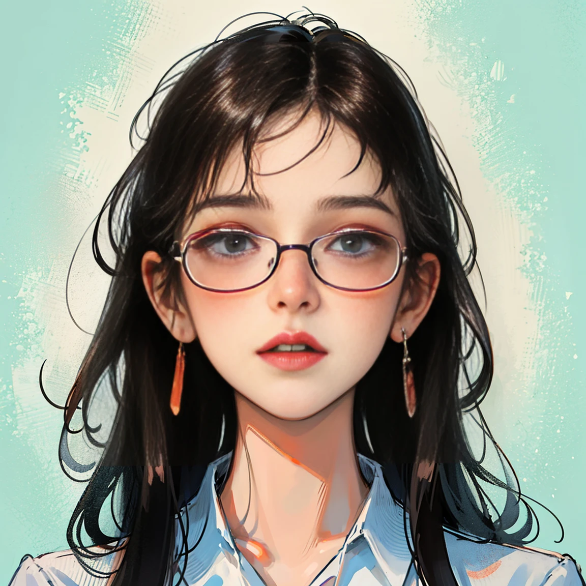 Intelligent woman with glasses, Break Looking down at the audience, Worried look, Seductive upward glance, A look of disgust, blush, hot, The action of adjusting glasses, ((Face close-up, Portrait Style)), (Shooting from below:1.3), Provocative Temptation,
