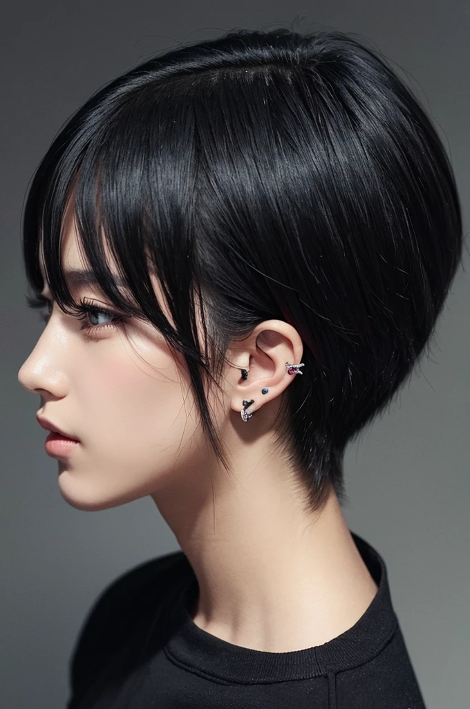An illustration、male、Black Hair、cool、Piercing in left ear