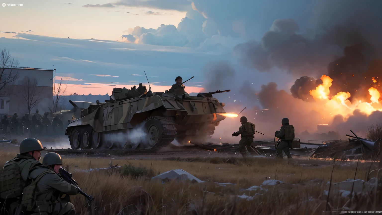 "Photorealistic image of thousands of Russian soldiers ambushed by Ukrainian forces near a military outpost, depicting a chaotic and intense battle scene, outdoor setting with a military outpost in the background, realistic portrayal of soldiers' uniforms, weapons, and the engagement, wide-angle shot capturing the scale and intensity of the ambush, telephoto lens, high resolution, natural lighting"
vbnet
Salin kode
"Digital illustration of thousands of Russian soldiers ambushed by Ukrainian forces near a military outpost, inspired by intense and dramatic military art,
