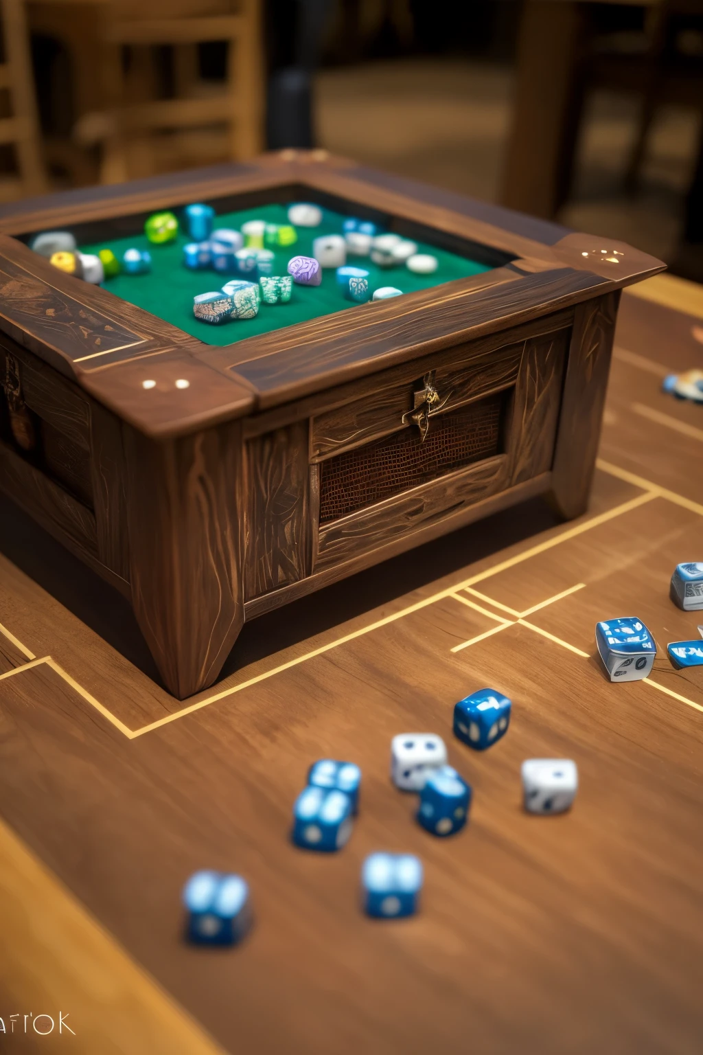 ((best qualityer)), ((work of art)), (detailded), RPG table with dice floating