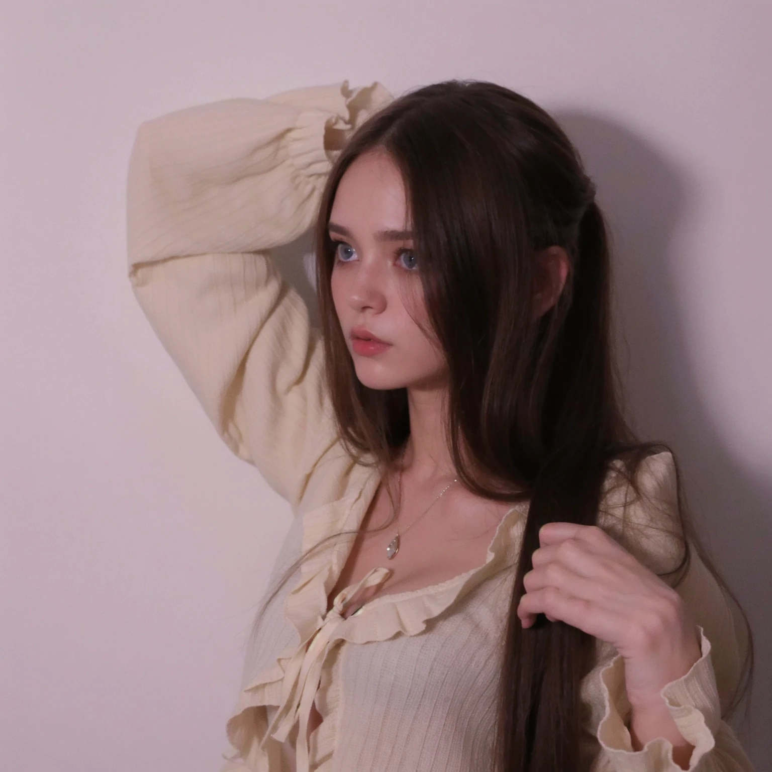 best quality, face focus, soft light, ultra high res, (photorealistic:1.4), RAW photo,
1 russian girl, solo, cute, (pupil, lights in the eyes), detailed beautiful face, (small chest),(high resolution detail of human skin texture),
(long hair),
indoor,
Damask Shirt Dress,
(portrait), perfect body, blue eyes, beautiful hair, sexy body, sexy lips, big breasts, young 16 years, plump lips, masterpiece, slim body, deep shadows