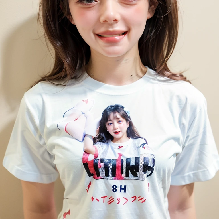 pastel colors colors t-shirt,off-shoulder look,bare shoulder,ollarbone,midriff peek,Tight mini skirt,(open mouth:1.5),(tongue out:2),lying,finger to mouth,overhead shot,front view,face focus,(1girl,Beautiful 14 year old girl),((Slender,Small breasts,Small face,)),(looking at viewer),Black Hair,bangs,one side up,Beautiful and detailed,(Dimly lit room:1.5),White bed,pillow,Mischievous smile