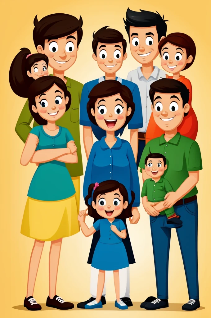 Family with cartoon style
