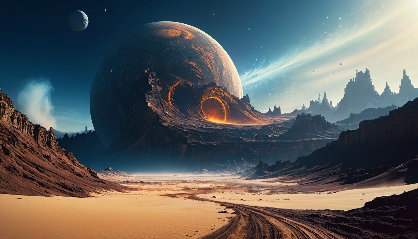  The end of  sand, strange planet, sand falls into space , concept art by wlop, siudmak, michal karcz,stephan Gesell, fantasy,grandiose, sci-fi,epic ,great realistic features,detailed , digital painting, contrasted with bright paint colors,  raw photography,masterpiece, pure perfection , sharp focus, smooth,, ominous, Fujifilm Superia X-TRA 800, Adox Color Implosion, 32K.
