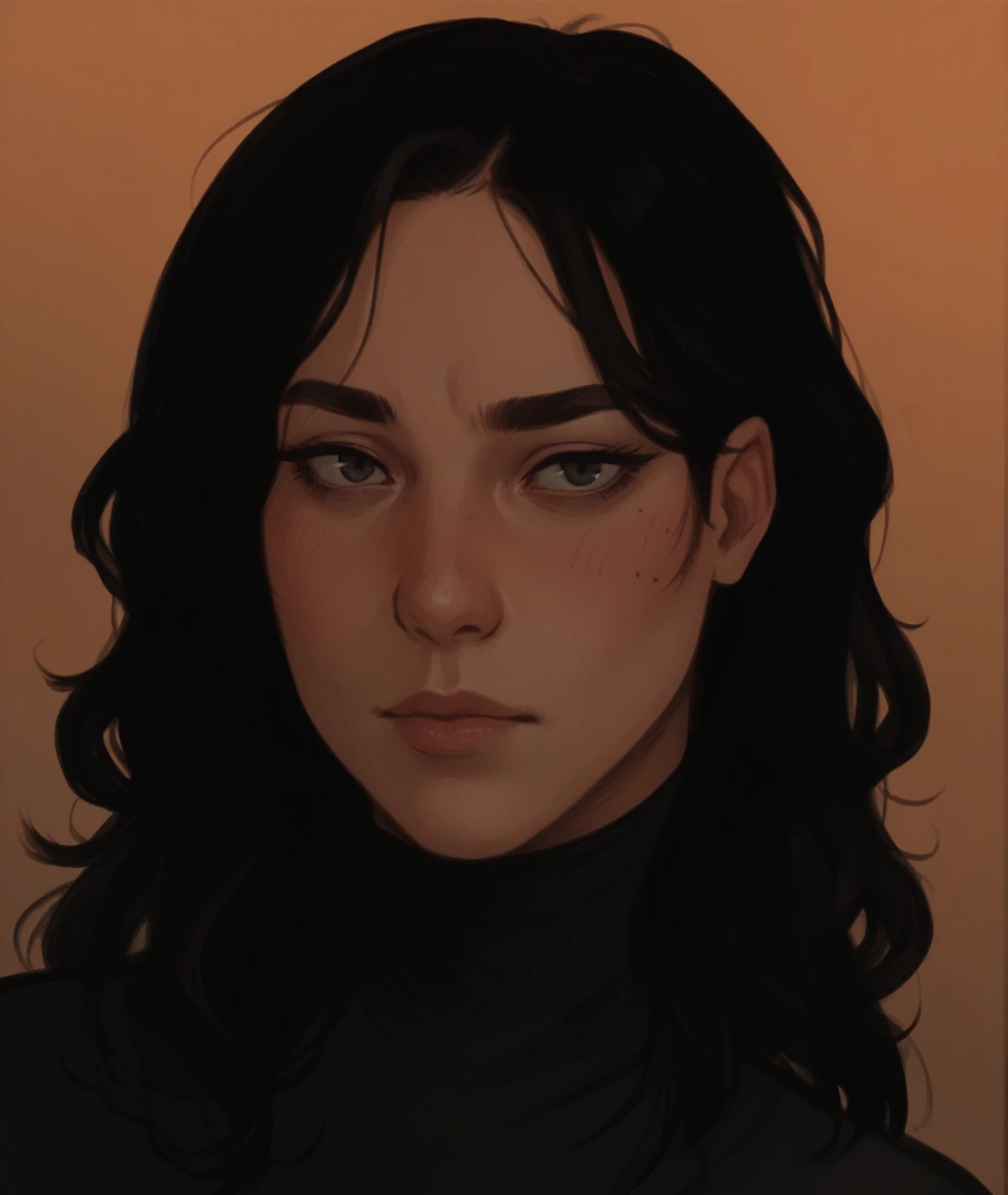 score_9, score_8_up, score_7_up, score_6_up, score_5_up, score_4_up,   wh33z13, 1woman, a drawing of a woman with long hair and a black shirt