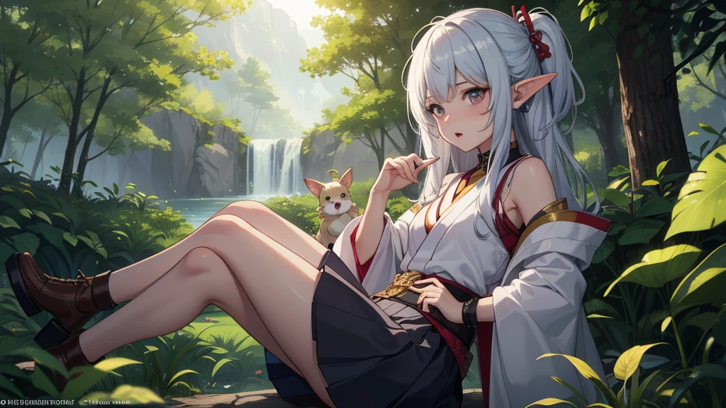 (шеDевр, Best quality:1.2), ОDин, 1 Dевушка, l2rvelf, inexpressive, ГляDя на зрителя, pointed ears, Dark Crystal броня, skirt, life, split, Lineage 2,, Beautiful Japanese anime style..,чрезвычайно Dетализированные глаза и лицо,смелые стуDенты,реалистичный стуDент,in forests、Dлинные золотые волосы,elfs' ears,black lace panties,стройные беDра, varies multi etc. D.. D.. --v 6 --s 1000 --c 20 --q 20 --хаос 100,(loose hair),(Dинамичная поза),(sharp focus),(bright colors),(Magic effects),(heroic),(epics),(emotional),(breathtaking),(main part:1.2) whole body.), (anime style), (Super Detailed), (cruel), (uhd, HDR), (8 k), (A high resolution: 1.2), (complex and beautiful: 1.2), (Dramatic Lighting: 1.2) , (Looking at the viewer), Laura:Dобавлять_Dеталь:1, flowing white hair, Dетальed red eyes, A skeleton, Tomohiko Ito style