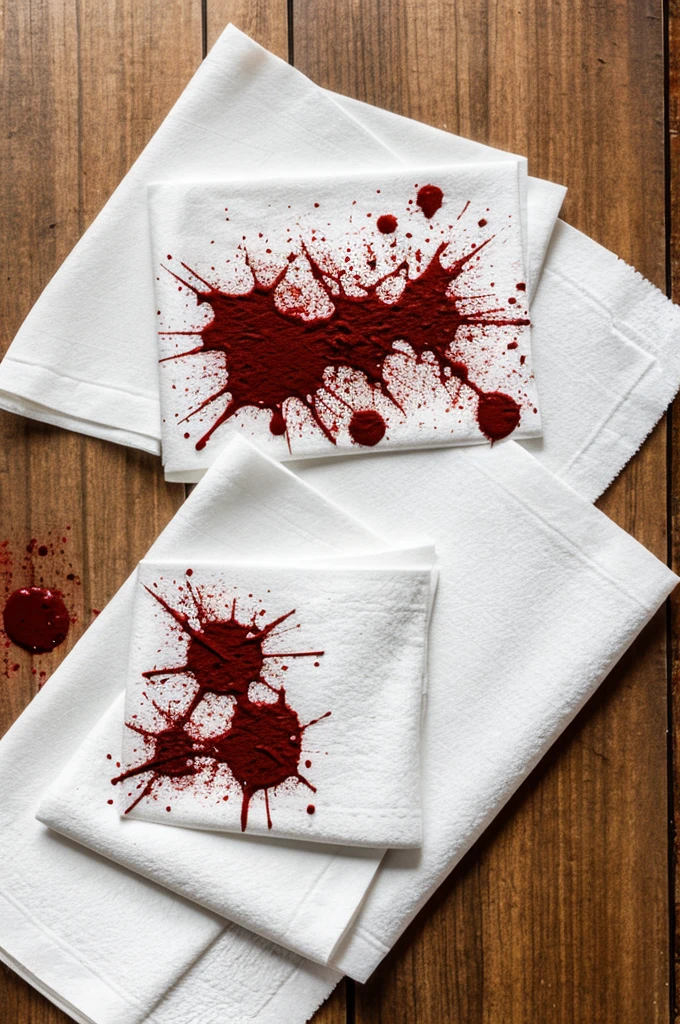 Paper towels stained with blood