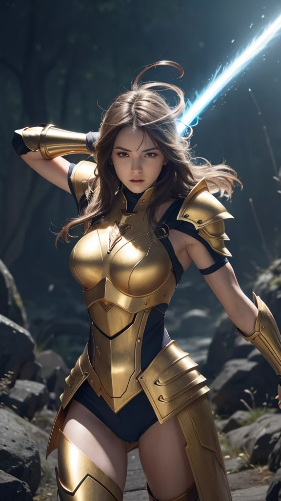 Reloaded Warrior,Lightning is charged、The entire body is covered in thick golden armor.,A giant sword with both hands on the ground,The blue spinning sword energy overflowed.,,Blood,Depth of written boundary,Dynamic Blur,highlight,Real Light,Ray Tracing,OC Rendering,Surreal,Highest quality,8K,Masterpieces,Ultra-fine,More about pubic hair,Correct Anatomy,Sharp focus on the eyes,Bokeh,The facial features are carefully drawn