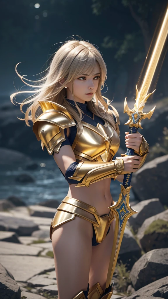 Reloaded Saint Seiya,Lightning is charged、The entire body is covered in thick golden armor.,A giant sword with both hands on the ground,The blue spinning sword energy overflowed.,,Blood,Depth of written boundary,Dynamic Blur,highlight,Real Light,Ray Tracing,OC Rendering,Surreal,Highest quality,8K,Masterpieces,Ultra-fine,More about pubic hair,Correct Anatomy,Sharp focus on the eyes,Bokeh,The facial features are carefully drawn