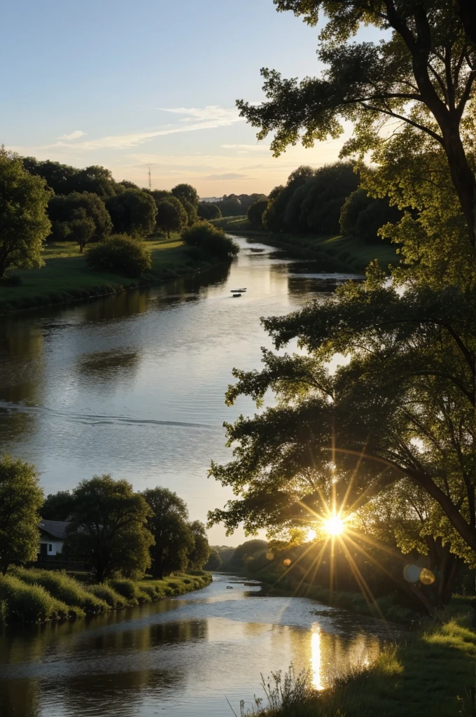Morning sun and river