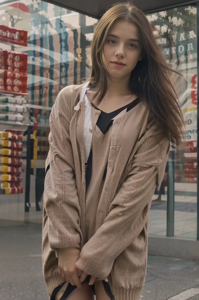 Full length girl, in a sexual position, typical photo of a teenager, looks 14 years old, Darling, beautiful, long hair