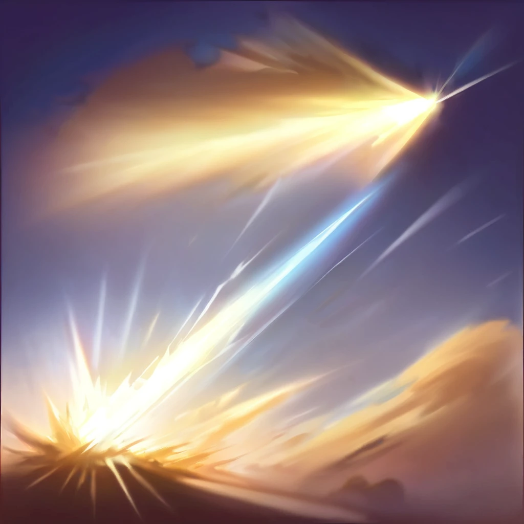 I want an icon of a sky covered by very clear clouds, and from one of them comes a ray of light, looking like an olofote in a character